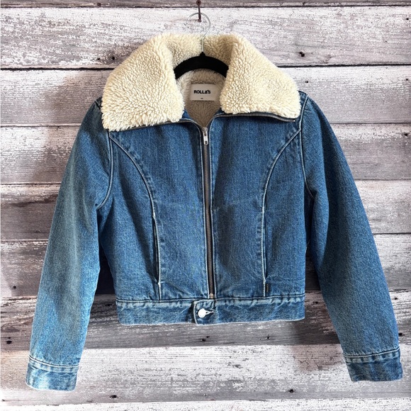 ROLLA'S Blue Jean Jacket with Cream Collar - Picture 2 of 2